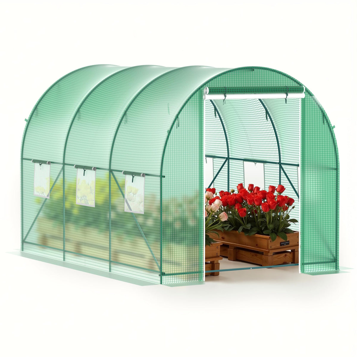 GOJOOASIS Greenhouse 10'x7'x7' Heavy Duty Walk-in Outdoor Plant Shelter