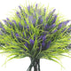 Grunyia 20 Bundles Artificial Plants Outdoor Fake Monkey Grass with Flowers (Purple)