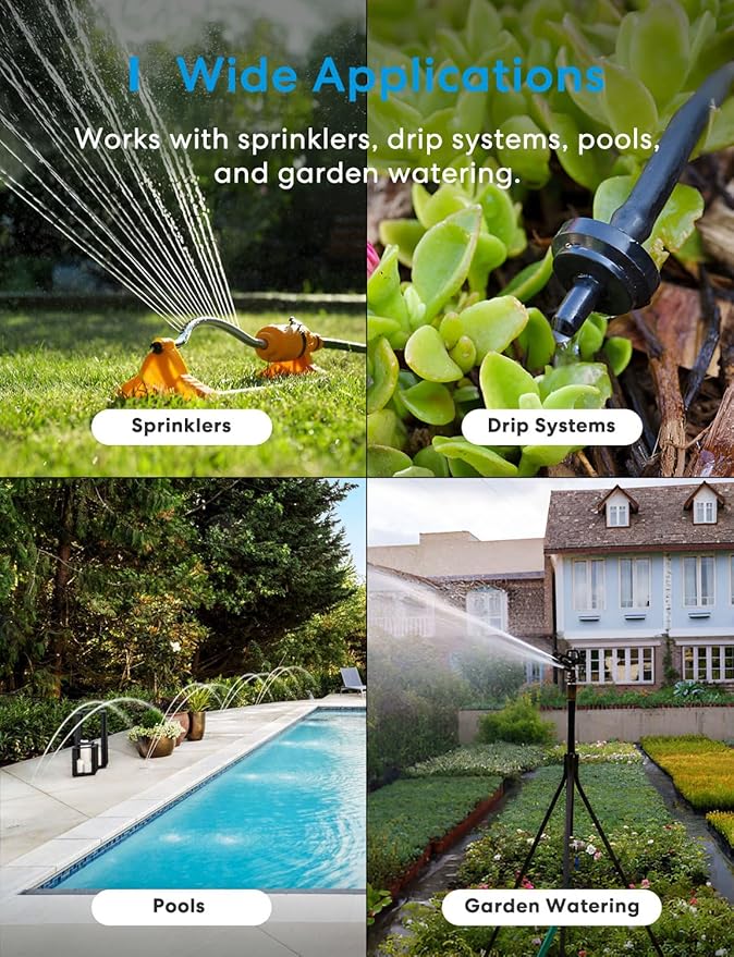 meross WiFi Water Hose Timer, Smart Sprinkler Timer with Brass Inlet & Outet, Work with Apple Homekit, Alexa & Google Assistant, Water Valve for Lawn, Garden, Yard and Pool, WiFi Hub Required