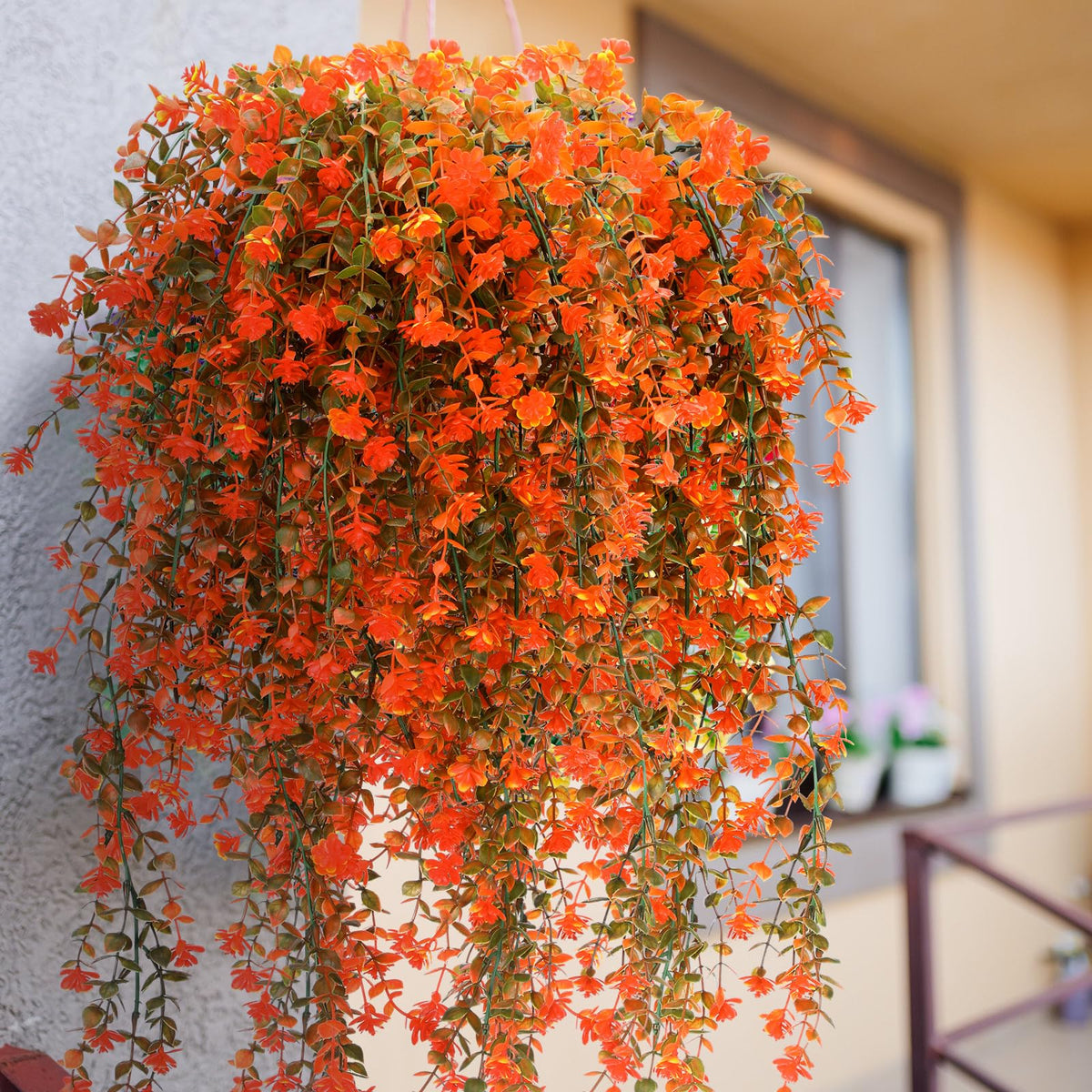 FineCheer 6 Pcs Fall Artificial Hanging Flowers Outdoor, Fresh Color