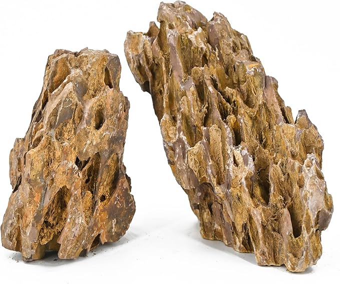 Unocho Aquarium Rocks Natural Dragon Stone Seiryu Rocks 20lb Fish Tank Rocks for Aquariums Landscaping Model Tank Decoration Paludarium Amphibian Enclosures(2-8 inches)