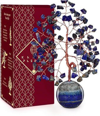 Crystal Tree of Life Home and Office Decor Gifts for Women, Lapis Lazuli Chakra Healing Stones Feng Shui Bonsai Tree for Positive Energy, Money, Good Luck, Christmas Decor, Birthday Gifts for Mom