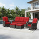 Joyside 5 Piece Wicker Patio Furniture Set, Outdoor Swivel Rocker Patio Chairs with High Back, Deep Seating, Wide Armrest, Thickened Cushions, Outdoor Furniture for Deck, Porch Use