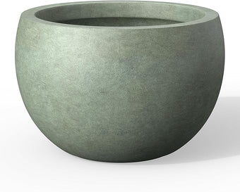Kante 19.9" Dia Round Concrete Planter, Outdoor/Indoor Large Bowl Plant Pots with Drainage Hole and Rubber Plug for Garden Patio Balcony Home, Mint Green