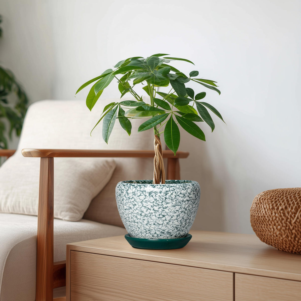Thirtypot Ceramic Plant Pot, 6 Inch Planters Indoor, Crackle Green