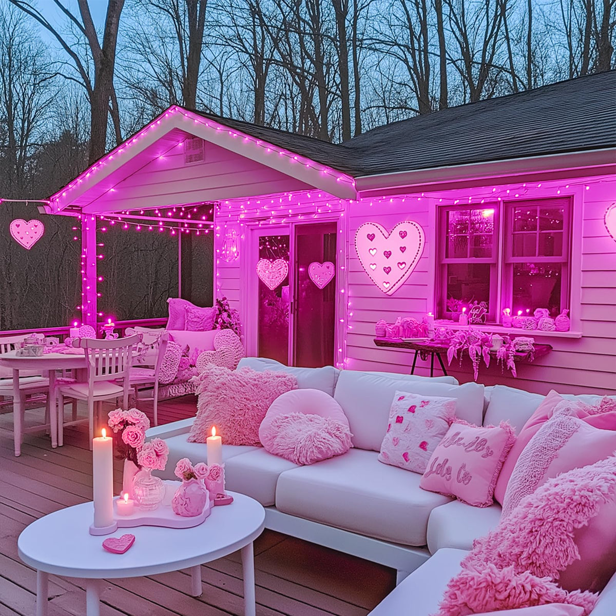 JMEXSUSS 8 Modes 163ft 500 LED Pink Christmas Lights with Remote