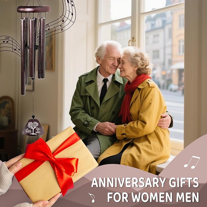 Fusui Anniversary Wedding Gifts for Men Women Couple Wind Chimes 32", Cool Anniversary Romantic Gift Ideas for Him Husband Boyfriend Parents, Happy Anniversarys Decorations for Her Wife Girlfriend