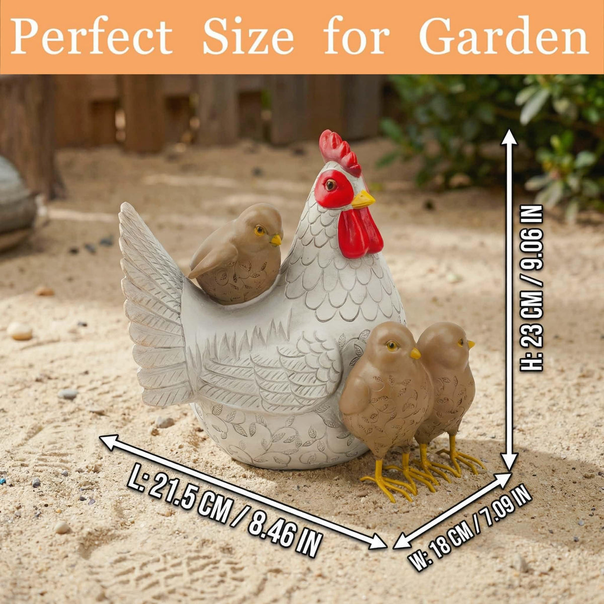 Euiroet Resin Animal Decorations Gifts, Rustic Garden Statues, Farmhouse Chicken Decor, Hen on Nest, Chicken Statue & Figurine for Garden, Patio & Home, Waterproof & Durable, Unique Outdoor Art