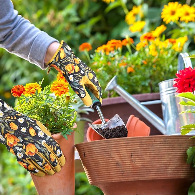 Leather-Gardening-Gloves for Women,Thorn-Proof Work-Gloves for Weeding,Digging,Planting,Pruning Yard garden Gloves