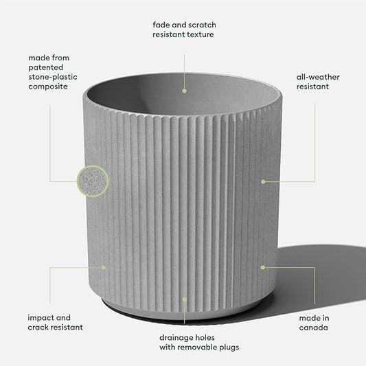 Veradek Round Demi Planter Pots for Indoor/Outdoor Garden Use | Made from Plastic - Concrete Mix with Drainage Holes | Perfect for Small to Large Succulent Plants, Flowers, Modern Interior Plants