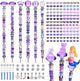 158 Pcs DIY Fairy Wand Garden Stakes Kit,Multiple Color Scheme European Beads Crystal Diamond Tops and 12 or 10 Inch Threaded Rods,Stainless Steel Stakes with Diamond Toppe(Purple)