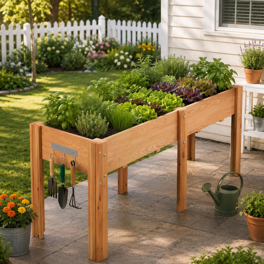 Jojoka 72"x23"x30" Raised Elevated Wood Garden Planter Box
