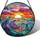 DASTOLL Stained Glass Window Hanging, Clouds and Sea Waves Suncatcher Diamond Glass Panel Hangings Scenery Sun Catchers Decor for Birthday for Women, Men, Wife, Aunt, and Mom 7.8 in