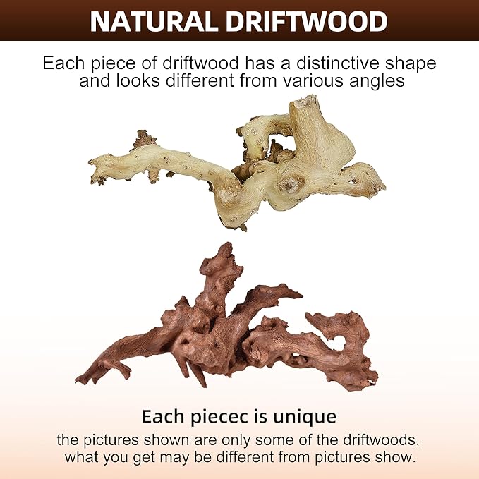 majoywoo Natural Large Coral Driftwood for Aquarium Decor Reptile Decor, Assorted Driftwood Branch 9-14" 2 Pcs, Fish Tank Decoration…