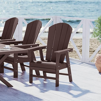 WestinTrends Malibu Malibu Outdoor Patio HDPE Plastic Adirondack Dining Chair Dark Brown