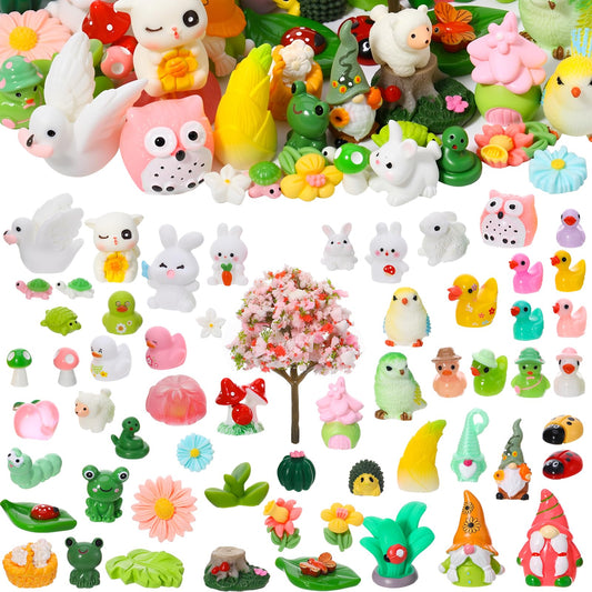 GGSTDDUP 60 Pcs Fairy Garden Accessories Mini Resin Figurines