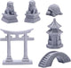 Sdeetesamjun 6 PCS Mini Zen Garden Accessories, Miniature Garden Bridge Foo Dogs Torii Gate Sandstone Figurines Meditation Zen Decor Japanese Fish Tank Terrarium Bonsai Decorations (Art Deco)