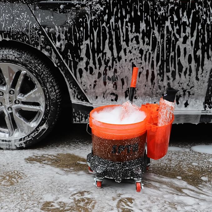 SPTA 29Pcs Car Wash Bucket Set, 15L Scratch Free Detailing Bucket with Car Wash Filter, Wash Mitt Sponge Towels Tire Detailing Brush Set, Exterior Interior Car Detailing Set, Complete Car Care Tools