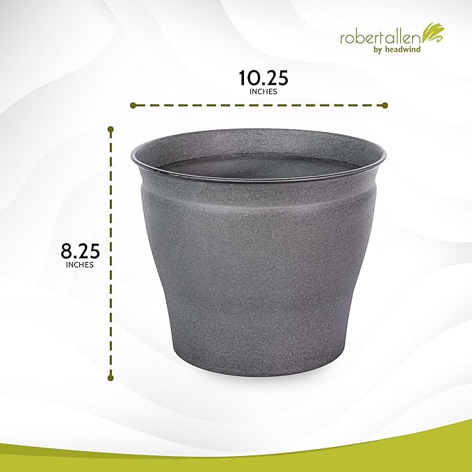 Headwind Natural Ironstone Timberline Collection - 10" Slate Grey Decorative Planter for Outdoor Pots for Plants – Modern Indoor Plant Pots, Large & Small Planters for Indoor Plants by Robert Allen