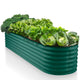 9-in-1 Galvanized Steel Raised Garden Bed // 8×2×1.5 ft Modular Planter for Gardening, Vegetables, Flowers // 18" Tall Metal Raised Garden Beds Outdoor (Dark Green) // Patented Design Planter Box