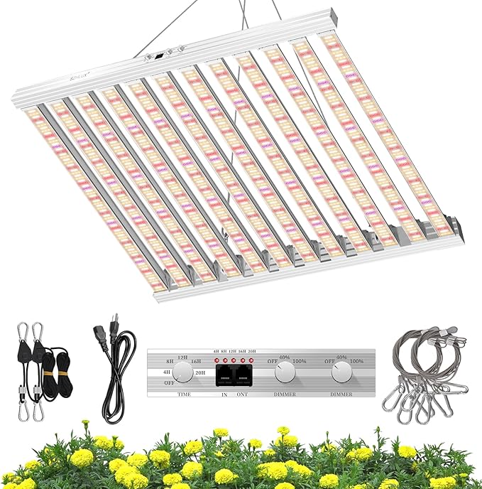 SZHLUX 840 Watt LED Grow Light Daisy Chain Dimmable Full Spectrum Grow Lights for Indoor Plants, 44x44 Inch Size Greenhouse LED Grow Light