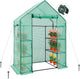 EAGLE PEAK Walk in 3-Tier Greenhouse with Wire Shelves, Portable Indoor and Outdoor Green House with Roll-Up Zippered Door & 2 Roll Up Side Windows, 4 Shelves, 61"x28"x79", Clear/Green PE Cover