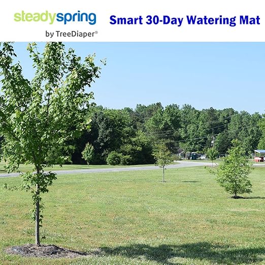 SteadySpring® 24" Smart 30+Day Tree Watering Mat - AUTO Refills with RAIN and Slow Releases As Plant Needs - for Root Balls 11" - 15" Dia Slow Release Technology Prevents Over and Under Watering (4)