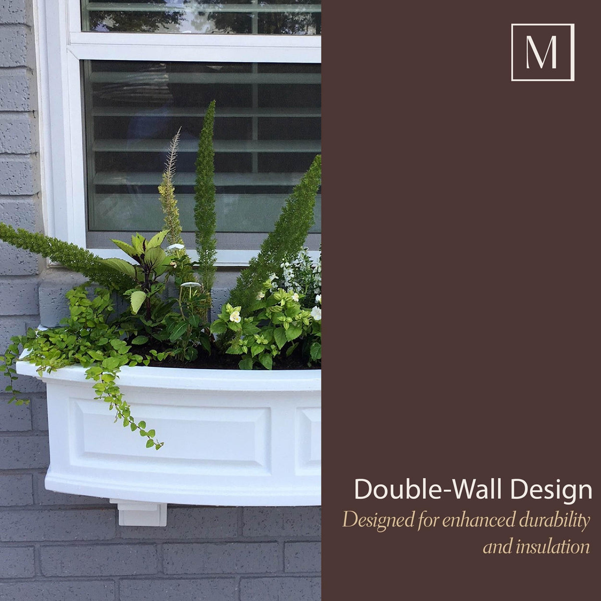 Mayne Newhaven 36in Self-Watering Rectangular Window Box Planter, Black