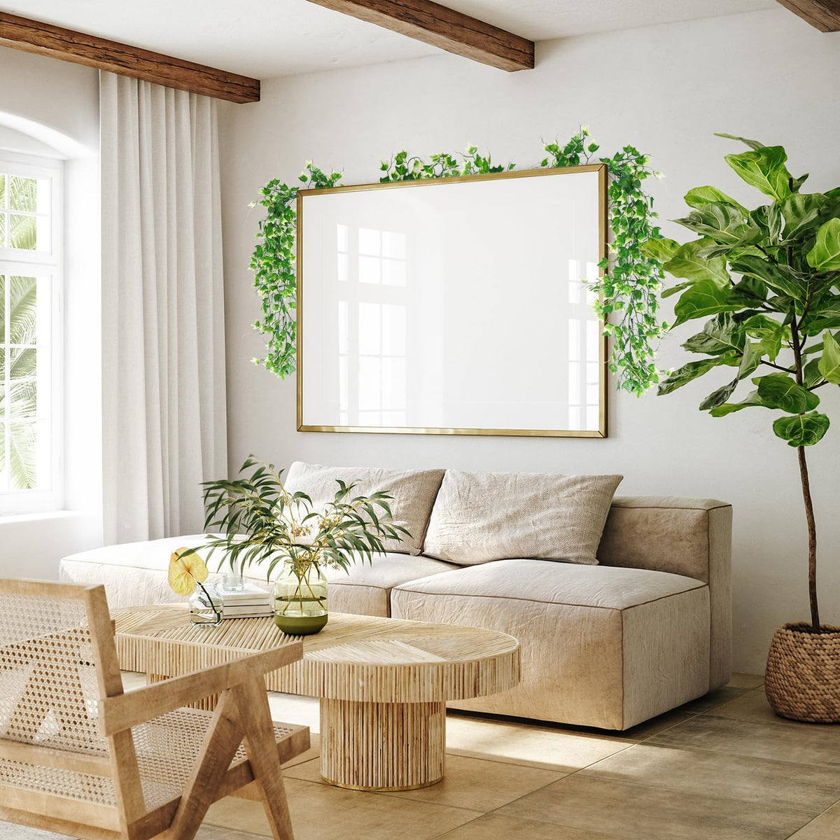 RECUTMS Artificial Hanging Plants Faux Greenery Garland 3 Packs Ivy Vines