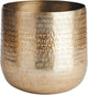 MY SWANKY HOME Elegant Classic Embossed Metal Gold Cachepot Planter Hammered Textured Round 10.5 in Indoor