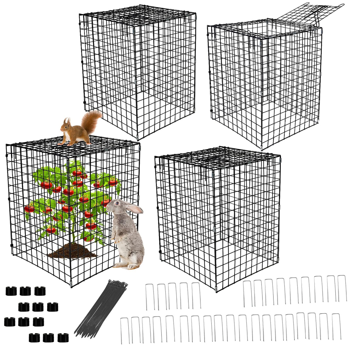 Metal Plant Cages for Outdoor Plants, Garden Cloches for Plants 4 Pack