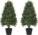 Azoco 30" Boxwood Topiary Trees Artificial Outdoor Set of 2, UV Resistant Faux Plants for Front Porch Planters, Realistic Cone-Shaped Fake Bushes & Shrubs, 2.5ft Evergreen Decoration