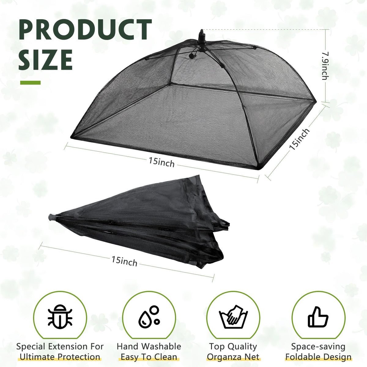 Sawysine 4 Pack Mesh Plant Cover Dome Tent Protector,17 X 17 Inch,Black