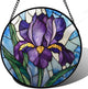 HWRHTR Stained Glass Window Hanging - Iris Birth Flower Suncatcher for Doors Garden Yard Purple Blue Sun Catchers Decor Christmas Mother's Day Birthday Gifts for Teacher Women Mom Nana 6.3 in