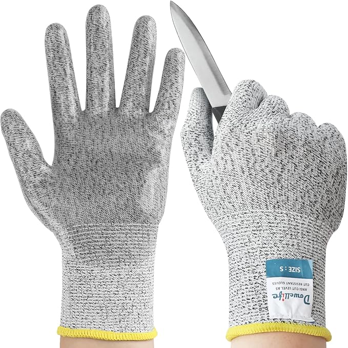 Dowellife Level 5 Silicon Cut Resistant Gloves (Medium), Grey