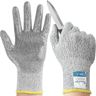 Dowellife Level 5 Silicon Cut Resistant Gloves (Medium), Grey