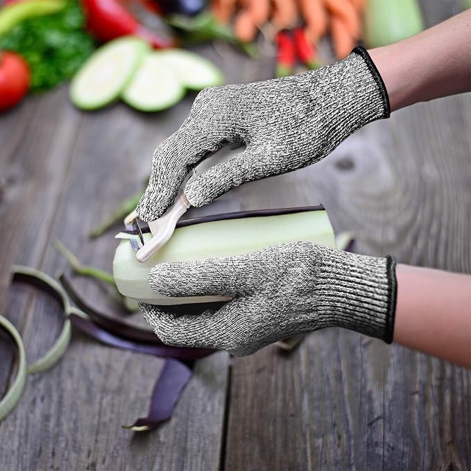 Evridwear Cut Resistant Gloves Food Grade Level 5 Kitchen Safety Protection (Gray, Small)