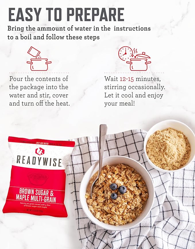 ReadyWise Emergency Food Supply - 120 Servings Breakfast Bucket, Freeze Dried & Dehydrated Meals, Survival Food Kit for Backpacking, Camping Essentials & Prepping Supplies, up to 25 Year Shelf Life