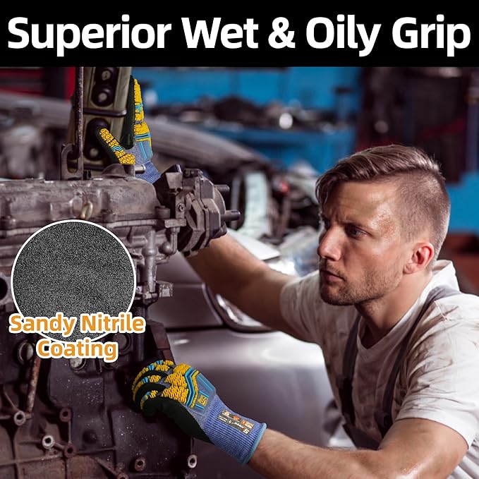 Schwer PRO-SKIN Impact Gloves with ANSI A4 Cut Reistant Protection, Flexible and Comfortable Work Gloves with Grip，Touchscreen, Used for Oil and Gas E&P，Mechanic, Construction, Non-PFAS, L, PM3900-T