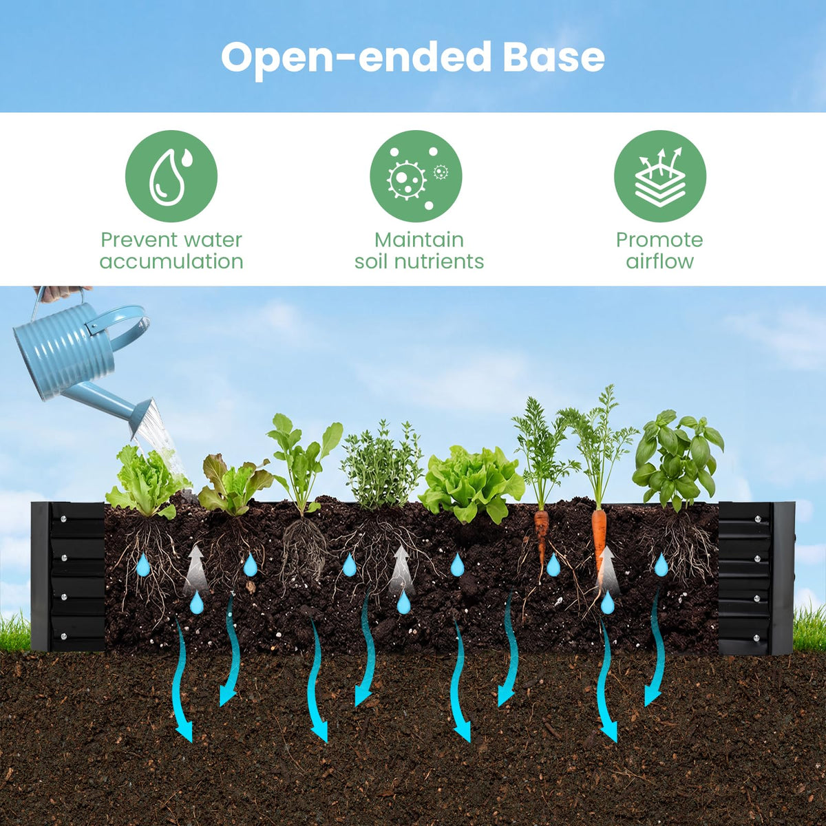 HAPPYGRILL Raised Garden Bed with Cover & 2 Roll-up Windows