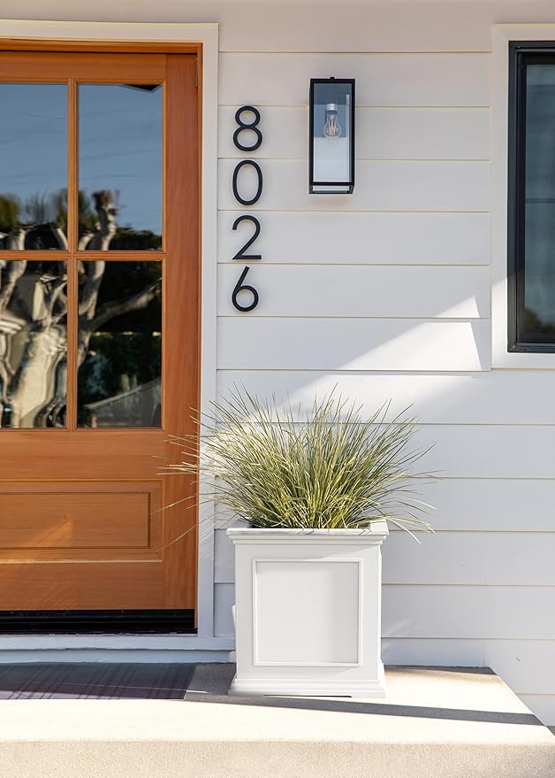 Veradek Brixton Series Cube Plastic Planter - Square Planter for Indoor or Outdoor Patio/Front Porch | Durable All-Weather Use w/Drainage Holes | Classic Estate Design for Flowers, Tall Plants, Trees