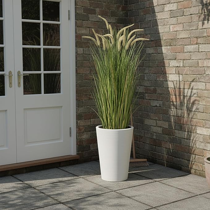 KOL Artificial 5ft Horsetail Reed Grass – 59in Tall Faux Grass Plant in Pot, Indoor Outdoor Artificial Greenery for Home, Office, Wedding & Party Decor