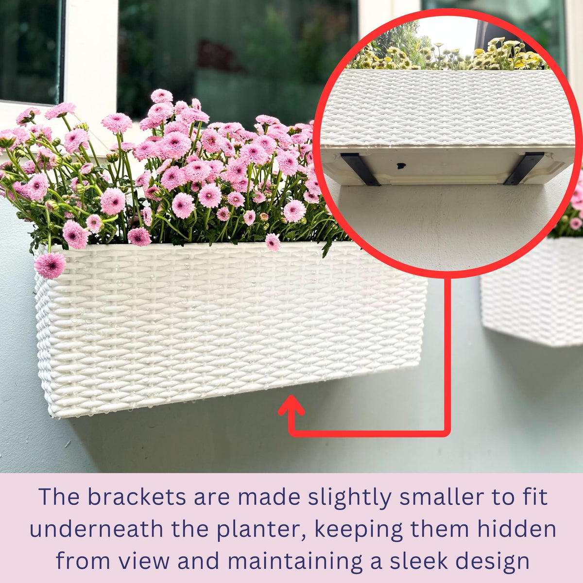 LaLaGreen Window Boxes Planter (20in, 4 Pack) Outdoor Wall Hanging Planters