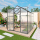 KEIKI Walk-in 6x6 FT Polycarbonate Greenhouse, Aluminum Frame Outdoor Greenhouse with Roof Vent, Anchor Base & UV-Blocking Panels for Backyard Gardening, Black