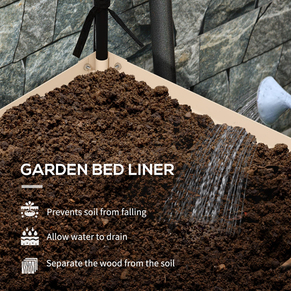Outsunny Raised Garden Bed with Cover and Storage Shelf, Cream