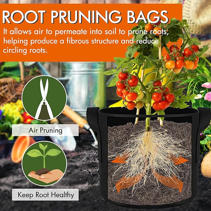 Gardzen 20-Pack 3 Gallon Grow Bags, Aeration Fabric Pots with Handles, Pot for Plants