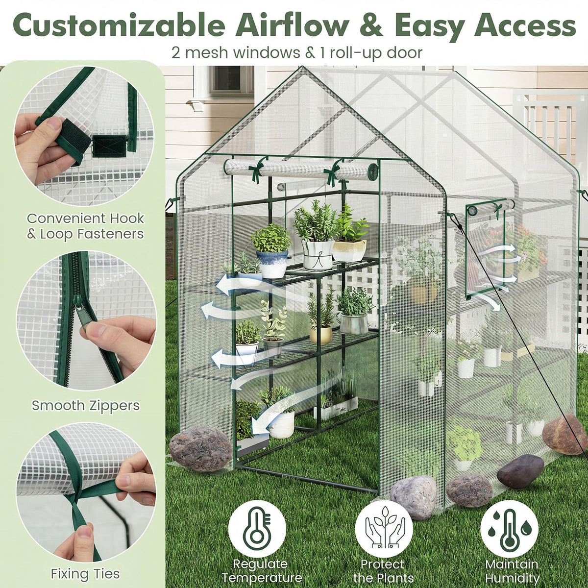 Happygrill Greenhouses for Outdoors, Portable Greenhouse with PE Cover