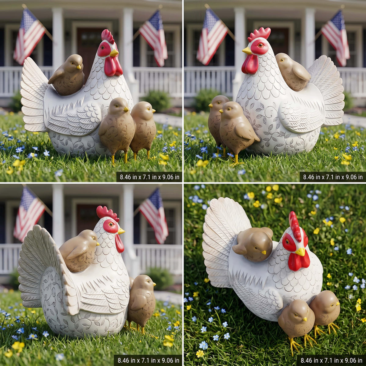 Euiroet Resin Animal Decorations Gifts, Rustic Garden Statues, Farmhouse Chicken Decor, Hen on Nest, Chicken Statue & Figurine for Garden, Patio & Home, Waterproof & Durable, Unique Outdoor Art