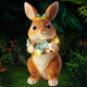 ZhiYo-GD Solar Garden Statues Outdoor Decor, Rabbit Statue with Butterfly & Flowers, Yard Decoration with 6 LED Lights for Patio, Balcony, Backyard, and Lawn, Unique Gift for Mom, Grandma Christmas