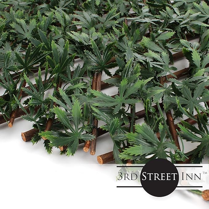3rd Street Inn™ Leaf Trellis - Bamboo Greenery Panel - Boxwood and Ivy Privacy Fence Substitute - DIY Flexible Fencing (1, Cannabis)